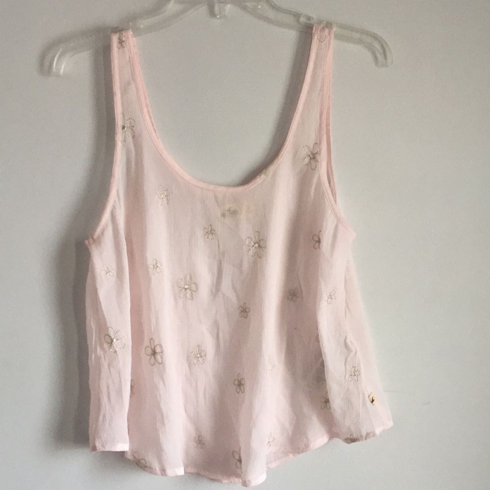 NWOT Hollister Chiffon Embroidered Floral Top